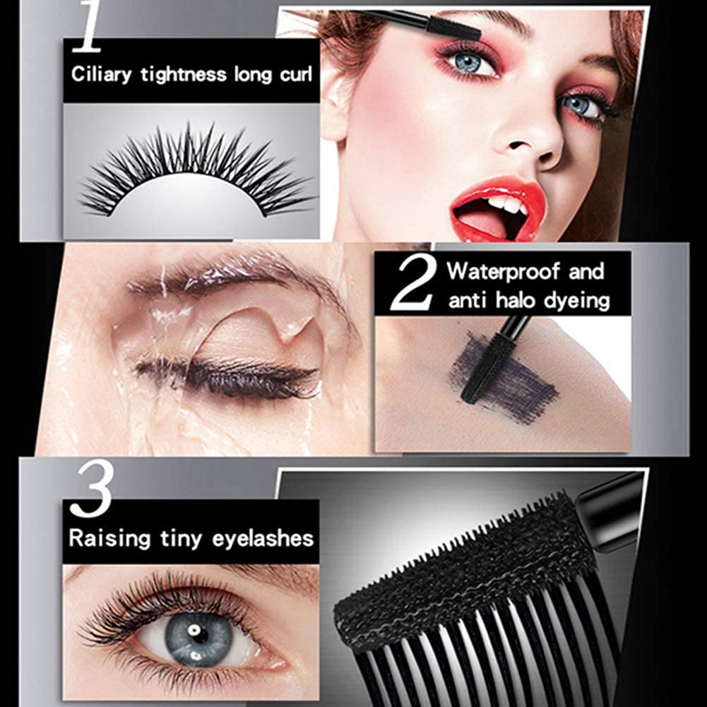 Máscara impermeable negra con peine de pestañas, rímel natural negro volumen y longitud para maquillaje, alargamiento, voluminización, larga duración