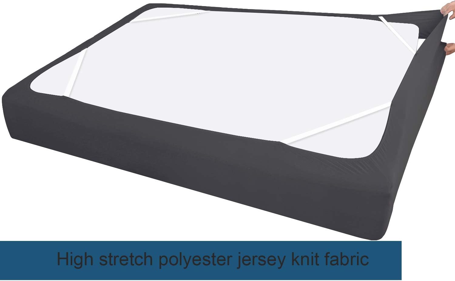 Funda de somier, tamaño Queen, falda de cama de tela elástica alrededor de 4 lados, alternativa elegante para faldas de cama para hotelhogar, se