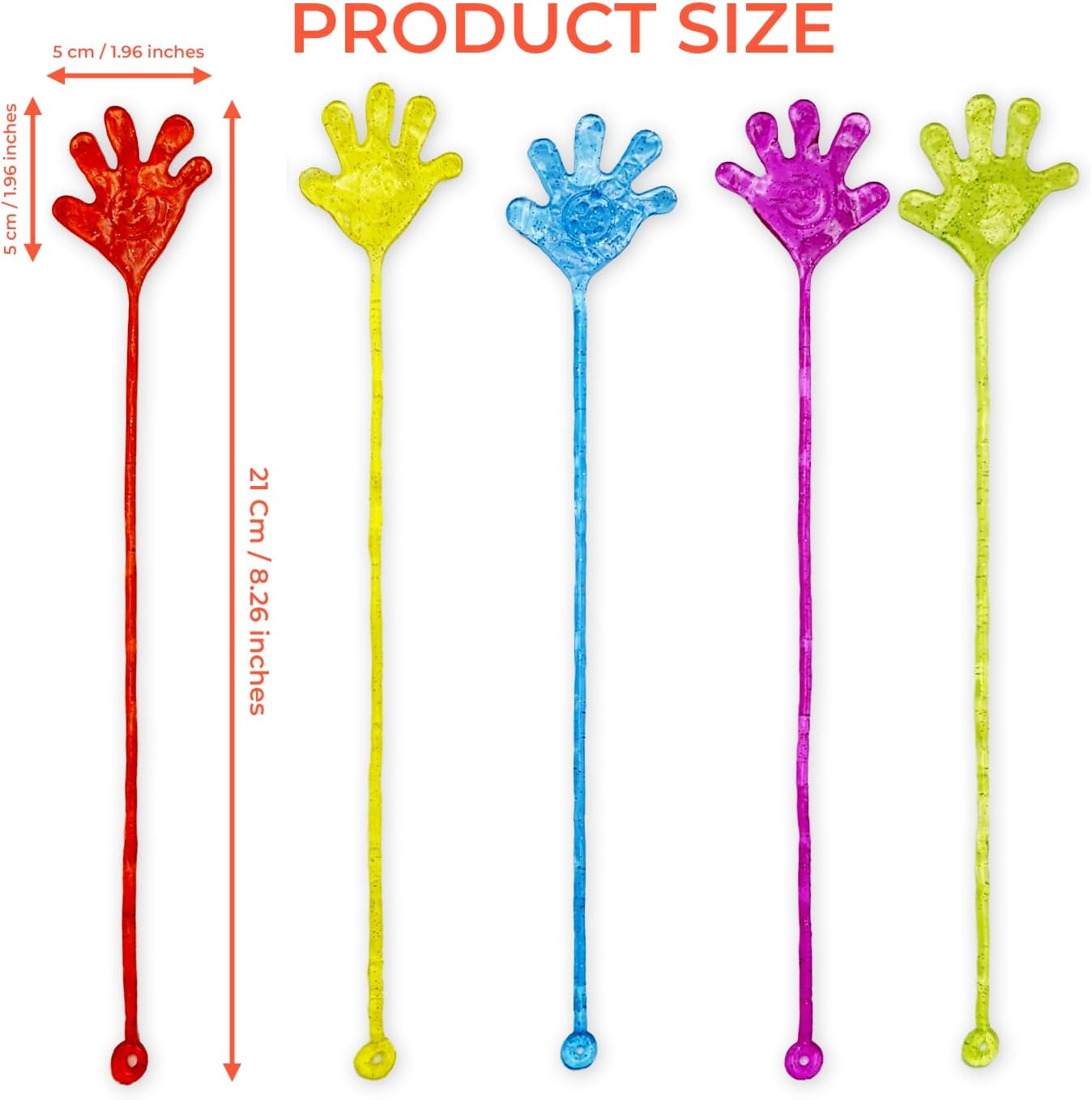 40 manos adhesivas, divertidas y elásticas con purpurina para niños, juguete sensorial en 5 colores surtidos, juguetes de mano adhesivos para