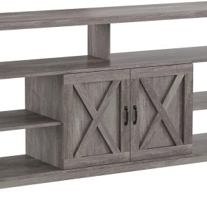 Flash Furniture Wyatt – Mueble de TV alto y moderno de 60 pulgadas, gabinete de consola gris costero, estante central ajustable, estantes fijos para Flash Furniture Wyatt – Mueble de TV alto y moderno de 60 pulgadas, gabinete de consola gris costero, estante central ajustable, estantes fijos para