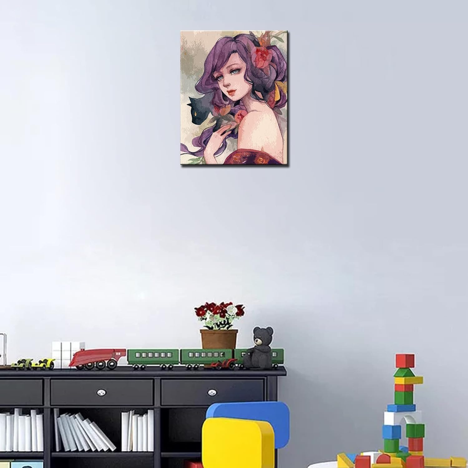Tucocoo Pintura por números para adultos, kit de pintura al óleo de acuarela de niña bonita sobre lienzo con pinceles y pigmento acrílico, imagen de