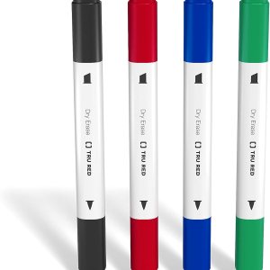 TRU RED TR57838 Marcadores de borrado en seco para tanque, punta doble, colores surtidos, paquete de 4 TRU RED TR57838 Marcadores de borrado en seco para tanque, punta doble, colores surtidos, paquete de 4