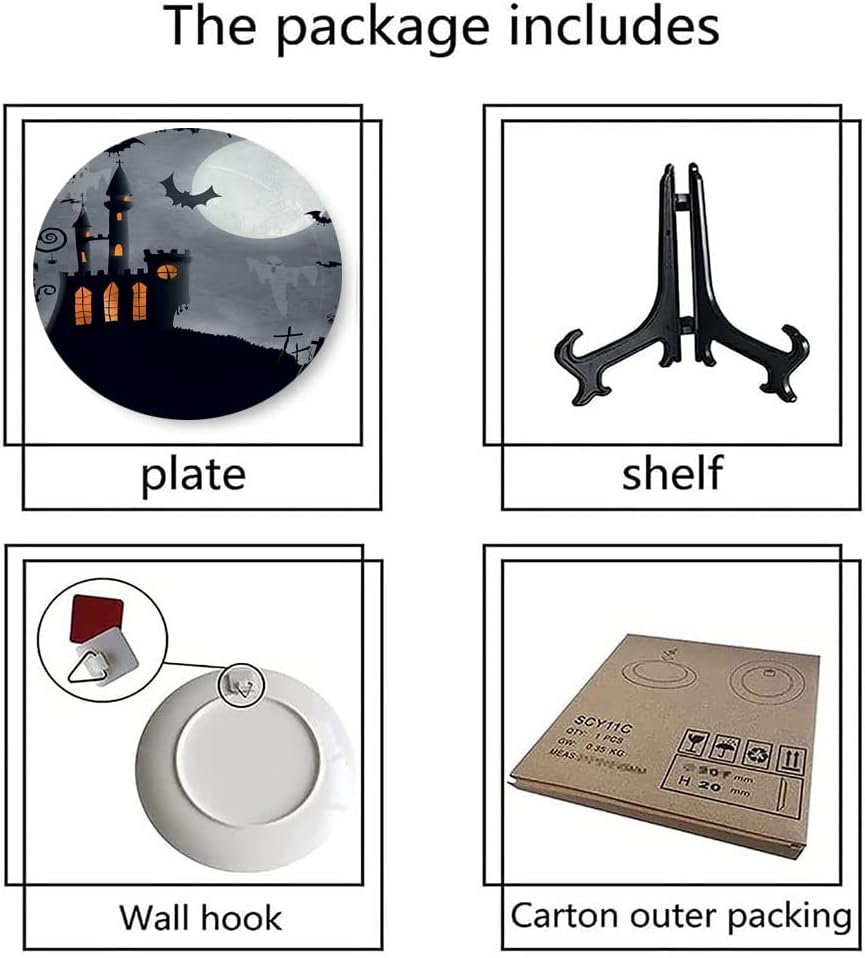 Platos de cerámica, platos de cerámica decorativos vintage de Halloween, casta asimétrica temática de Halloween con murciélagos aterradores y, 6