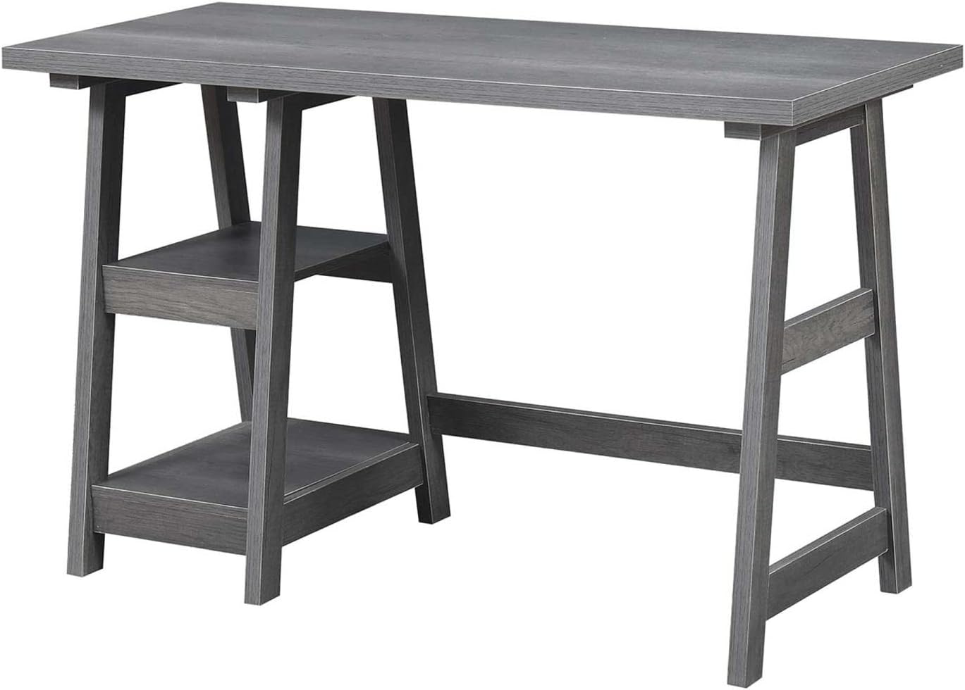 Convenience Concepts Designs2Go – Escritorio de caballete con estantes, 47 pulgadas, gris carbón