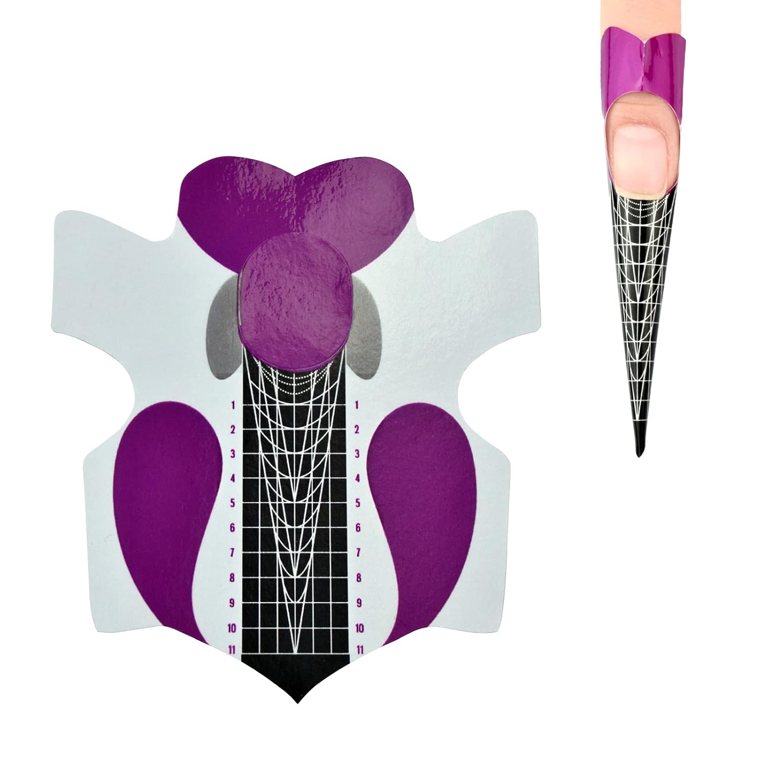 100 Uds. Profesional Stiletto Nail Forms Acrílico Curva Uñas UV Gel Extensión de Uñas de Uñas Guía de Arte de Uñas Adhesivo Adhesivo Adhesivo