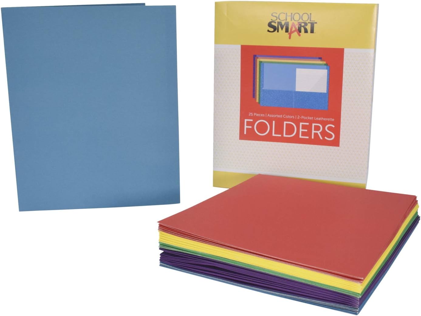School Smart Carpetas de 2 bolsillos, colores surtidos, paquete de 25 – 084900