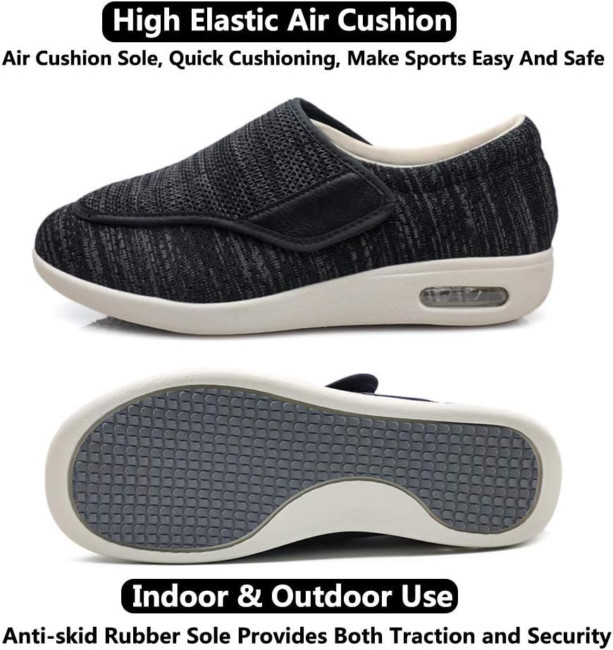 Zapatos para diabéticos, ligeros y anchos para caminar, con cierres ajustables para edema diabético, fascitis plantar, juanetes, artritis, pies
