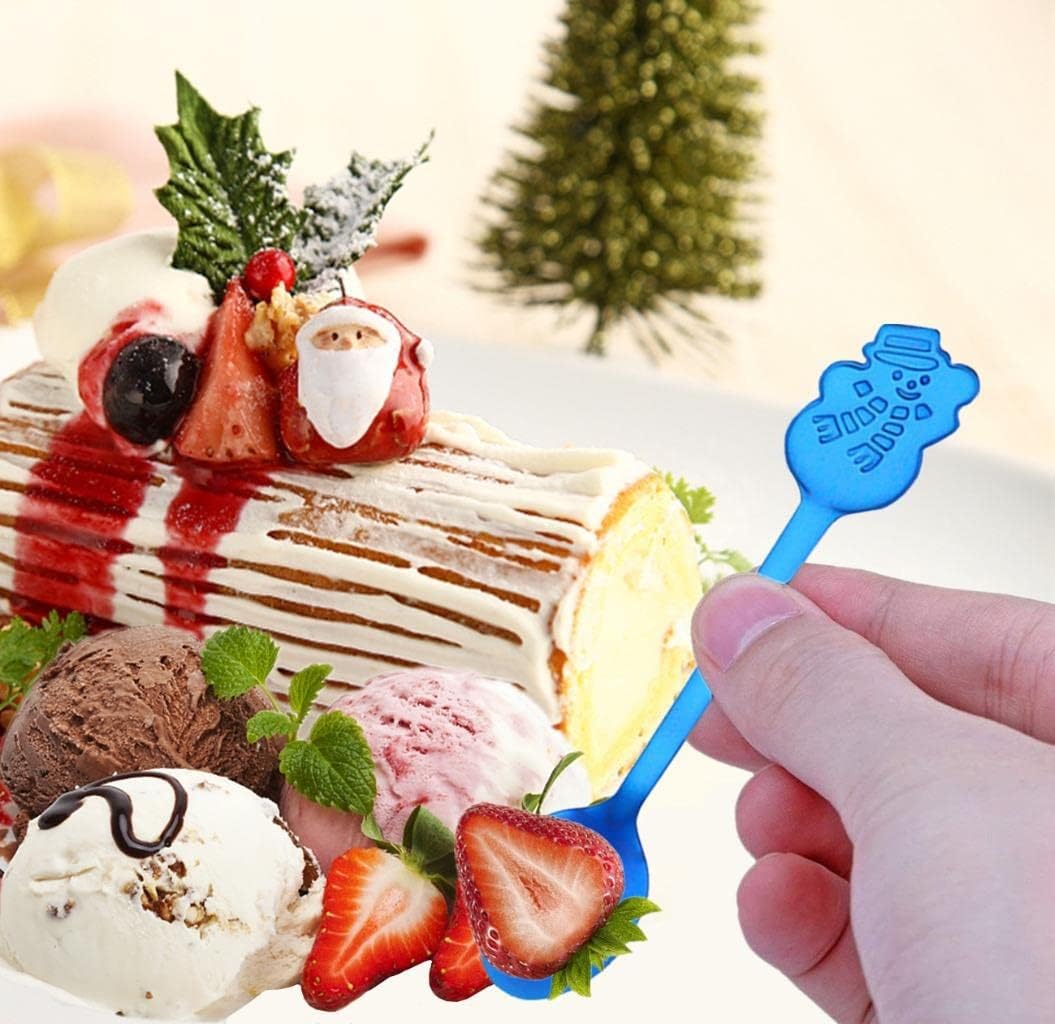 8 cucharas de Navidad de acero inoxidable para té, sopa de leche, café, cucharas para mezclar, postre, pastel, helado, decoración de vajilla de