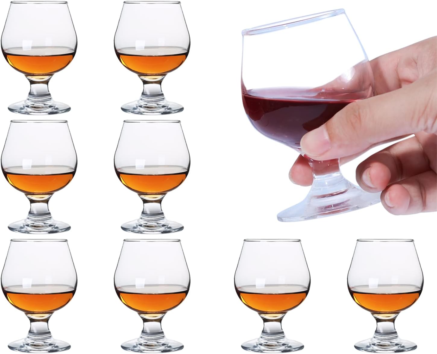 Lindos vasos de chupito pequeños de brandy juego de 8  Copas de coñac  Vasos de puerto  Vasos de tequila (3.5 oz  3.4 fl oz)