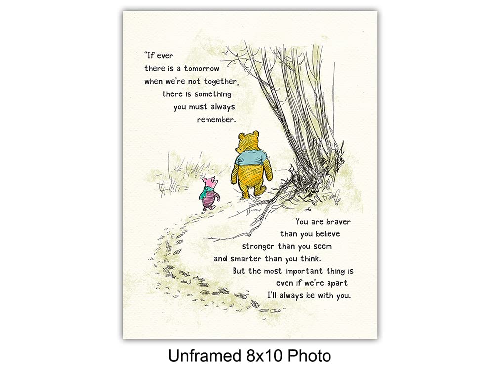 A. A. Milne Wall Art & Decor Poster Set 8×10 – Girls Bedroom Decor – Kids, Boys Room, Baby Nursery Decor – Wall Decor for Toddler – Always Remember