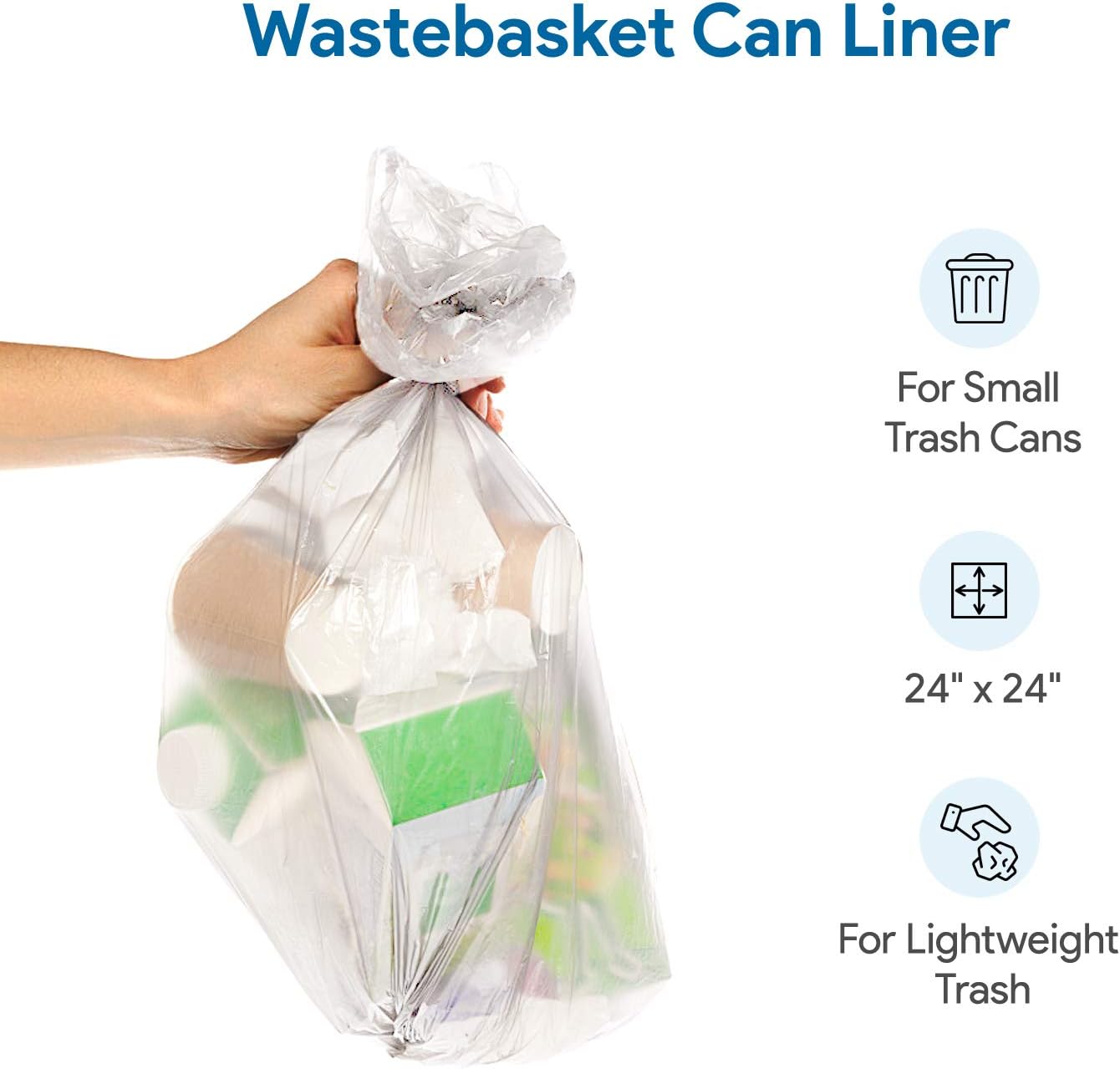 ProCure Revestimientos transparentes para botes de basura de 7 a 10 galones, 100 unidades, pequeños y medianos, alta densidad, delgados, ligeros, 8