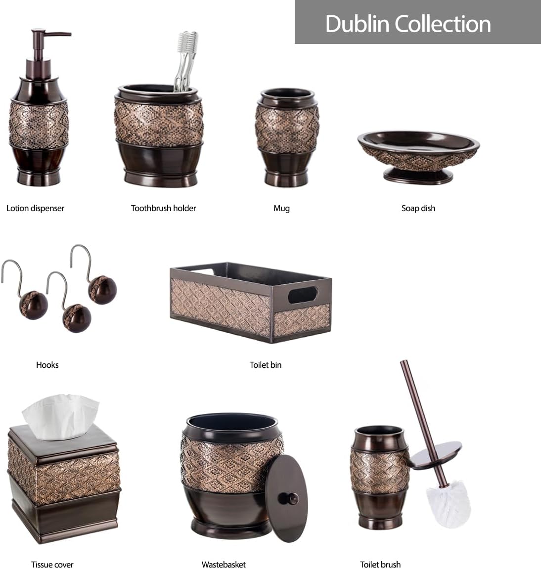 Creative Scents Dispensador de jabón marrón para baño, dispensador de loción decorativo con bomba a juego duradera para encimera, dispensador de