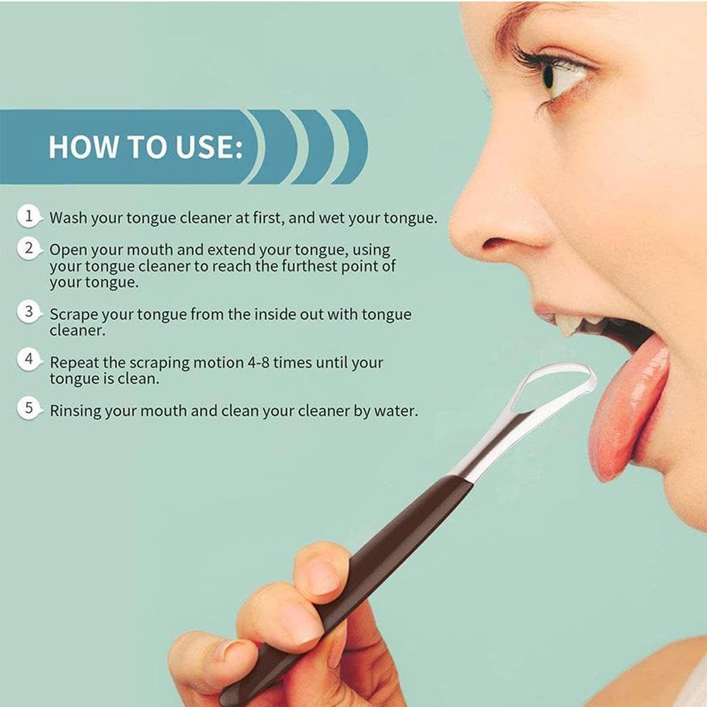 Raspador de lengua de acero inoxidable, limpiador de lengua para adultos, cepillo de lengua de metal reutilizable y ecológico, limpiador de lengua