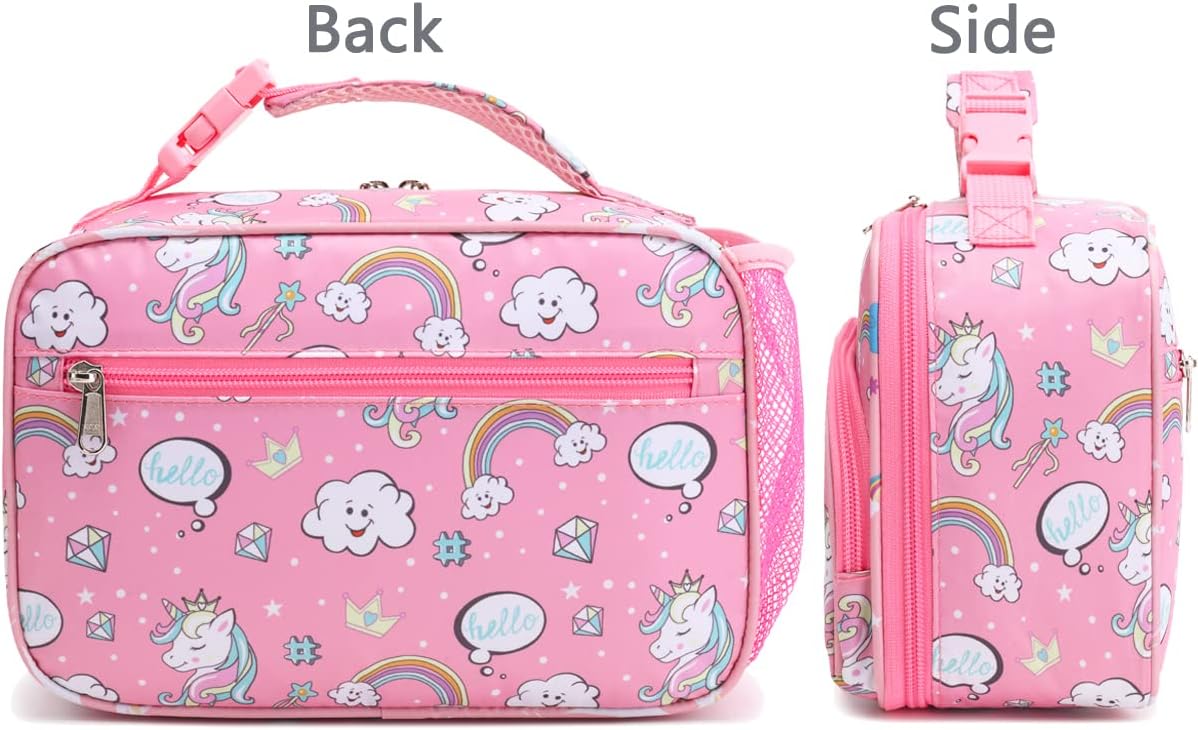 Caja de almuerzo para niños, bolsa suave aislada, mini enfriador de vuelta a la escuela, kit de bolsa térmica para niñas, niños, mariposa
