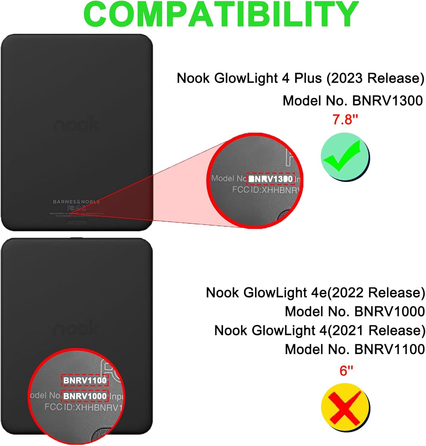 Caweet Funda para Nook GlowLight 4 Plus de 7.8 pulgadas versión 2023, funda protectora de piel sintética plegable con ranura para tarjetas y correa