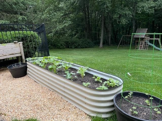 VEGEGA. Kit de cama de jardín elevada de 8 x 2 x 1.4 pies, caja grande de metal de acero inoxidable de zinc-aluminio y magnesio, para plantar
