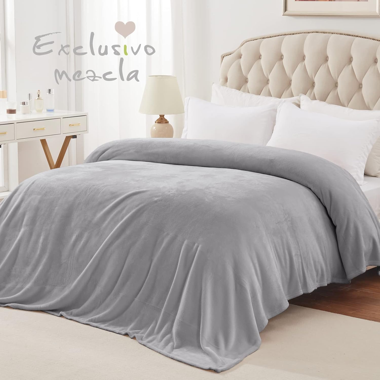 Exclusivo Mezcla – Manta de felpa y franela aterciopelada para cama (tamaño grande), en varios tamaños y colores