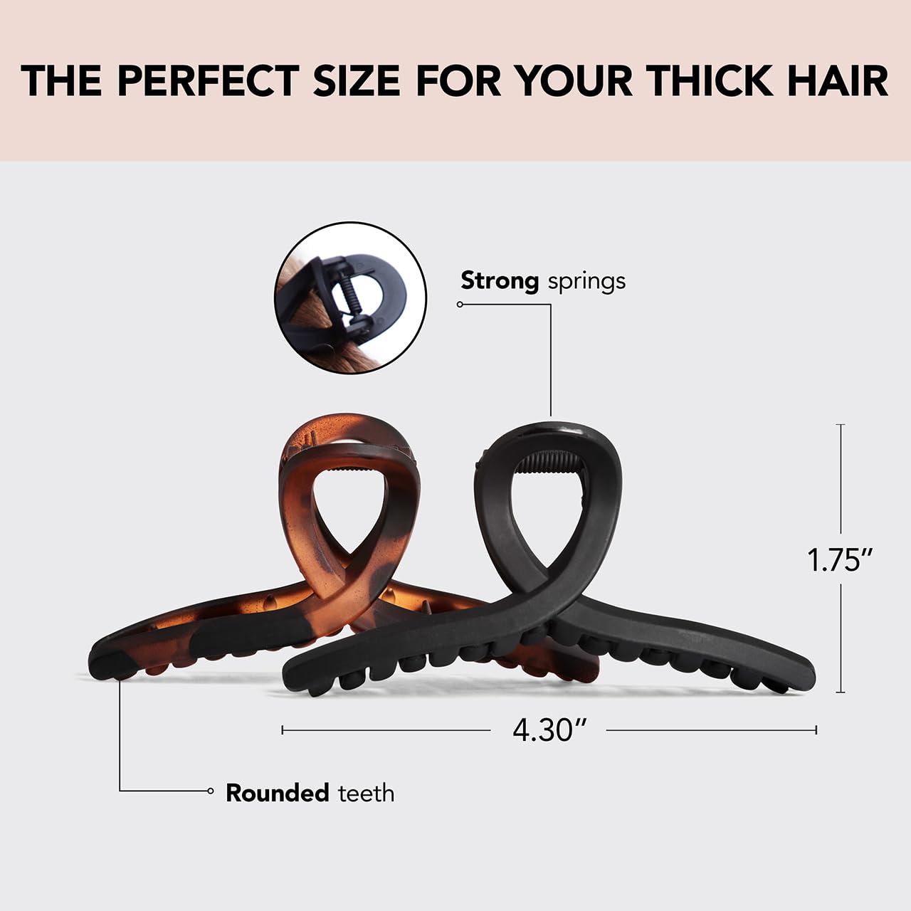 Kitsch Pinzas grandes para el cabello para mujer, pinzas de pelo jumbo para cabello grueso, clip de pelo grande y clip de garra para niñas
