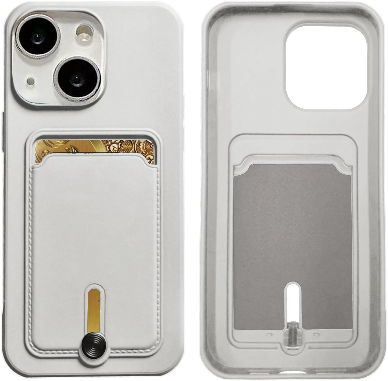 Funda compatible con iPhone 15 Plus con tarjetero para hombres y mujeres, con botón oculto para tarjetas, funda protectora tipo cartera, a prueba de