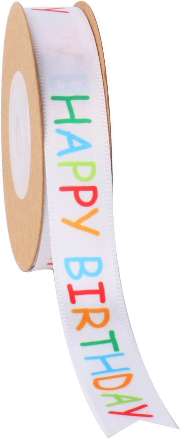 Rollo de cinta de feliz cumpleaños para envolver regalos, manualidades, decoración de fiestas, decoración de pasteles coloridos con temática