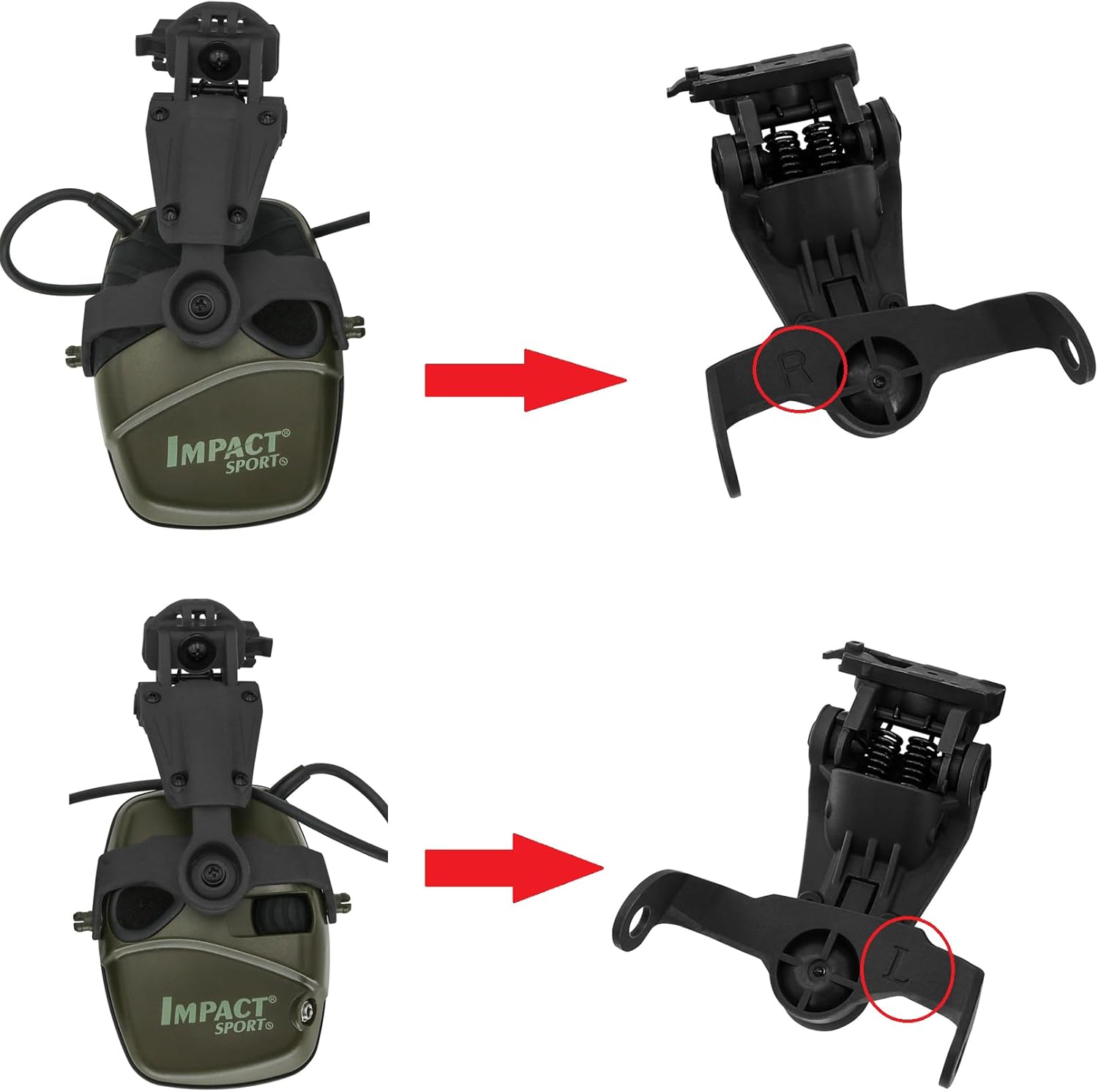 Adaptador de riel ARC para casco táctico de la serie rápida Cascos compatibles con Howard Leight Impact Sport Modelo de producto R – 01526
