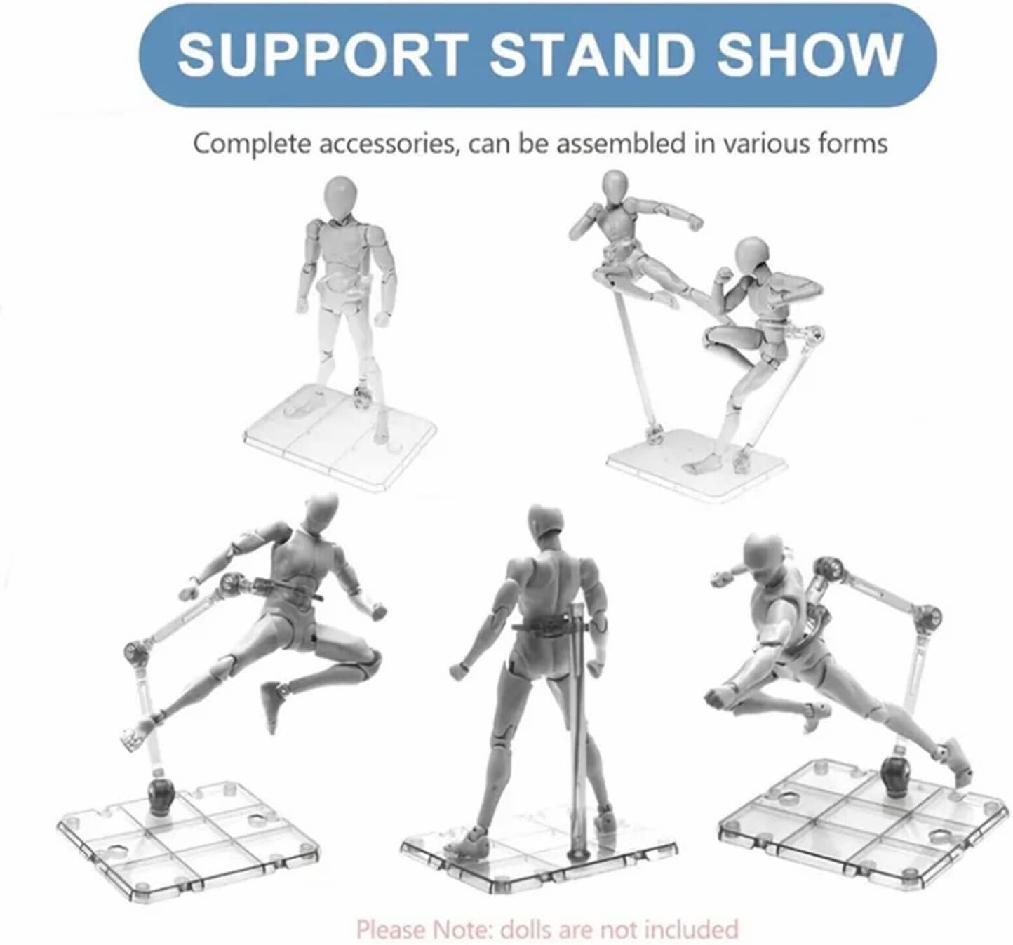 6 piezas de soporte para figuras de acción HG144, base de exhibición, soporte para modelo de muñeca compatible con HG RG SD SHF Gundam 144 Toy Clear