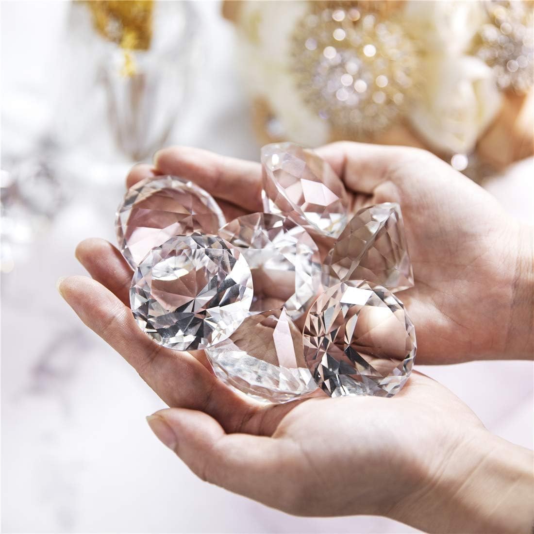 Piedra de diamante sintético, pisapapeles de cristal transparente con forma de diamante, joyas de pisapapeles para decoración de boda, centros de