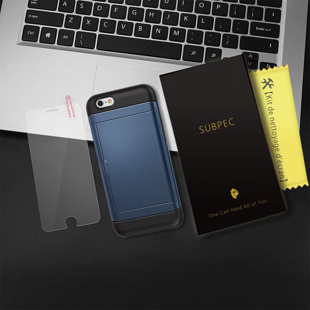 SUPBEC – Funda para iPhone 78  SE 2 con porta tarjetas y vidrio templado para proteger la pantalla (2 unidades), funda de silicona TPU a prueba de