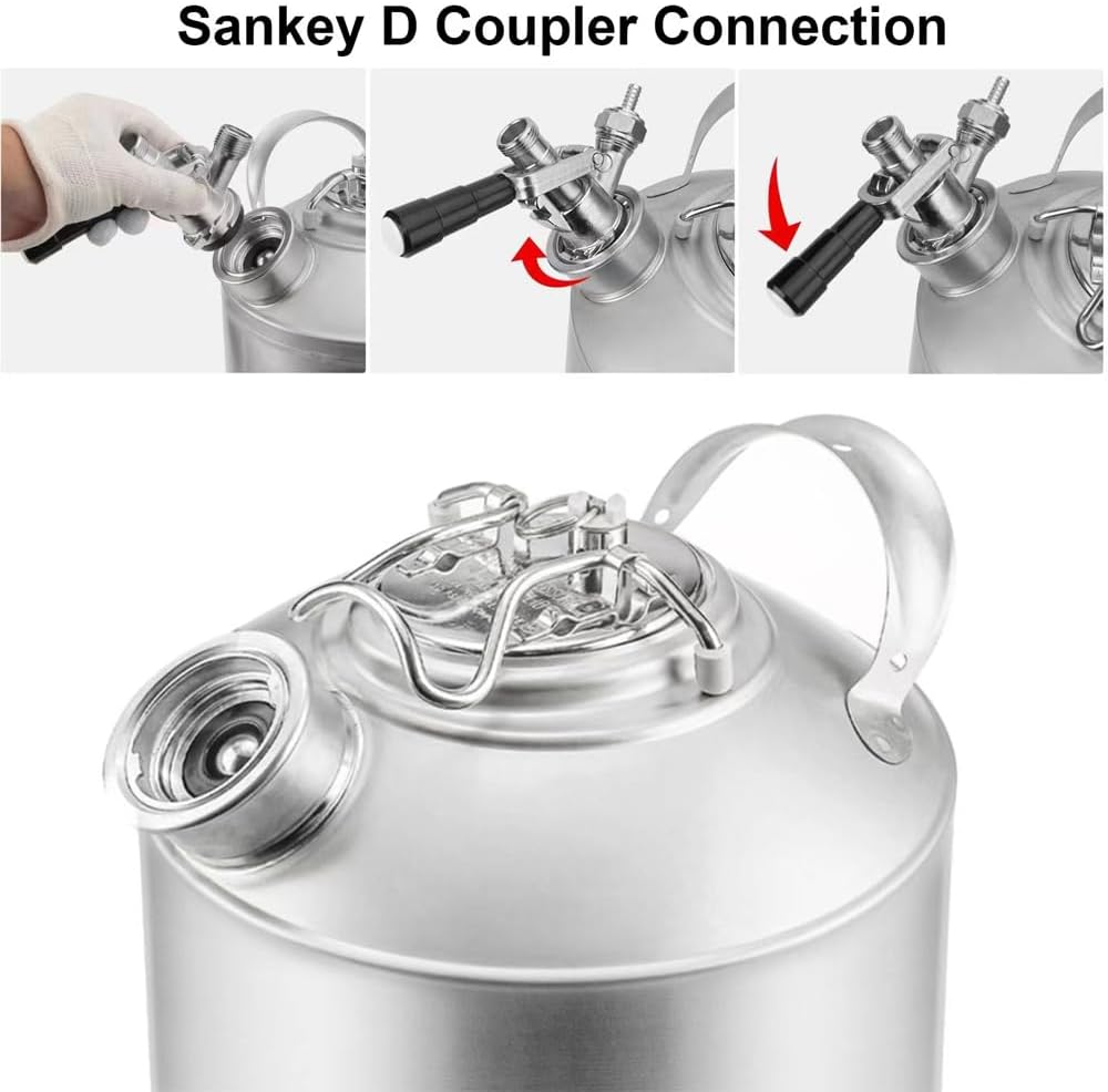 Barril de limpieza de 1.6 galones con sistema D Sankey Puertos, Barril de lavado con base de goma para limpieza de líneas de cerveza