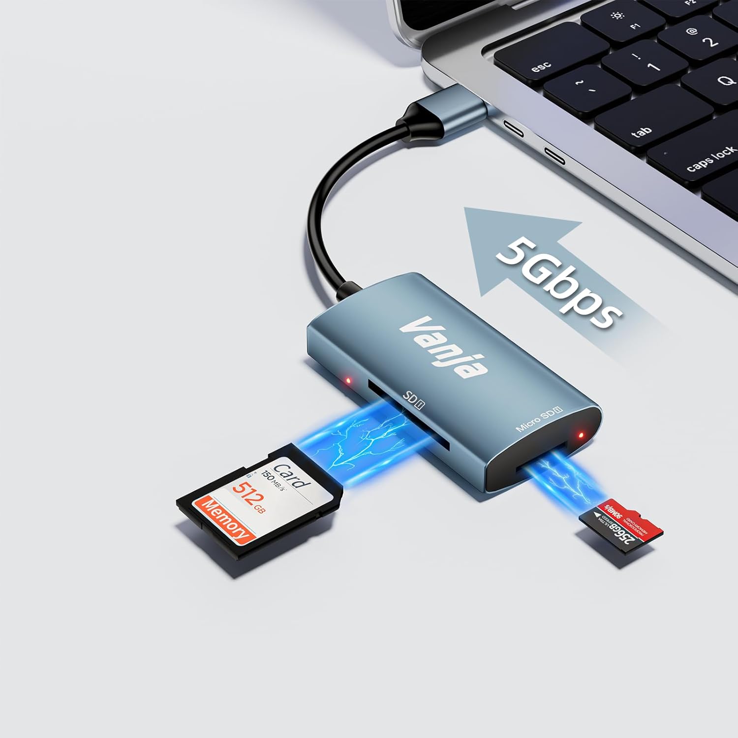 Lector de tarjetas SD USB, adaptador de tarjeta micro SD USB 3.0, adaptador de tarjeta SD a USB, lector de tarjetas de memoria, lector Vanja SD para