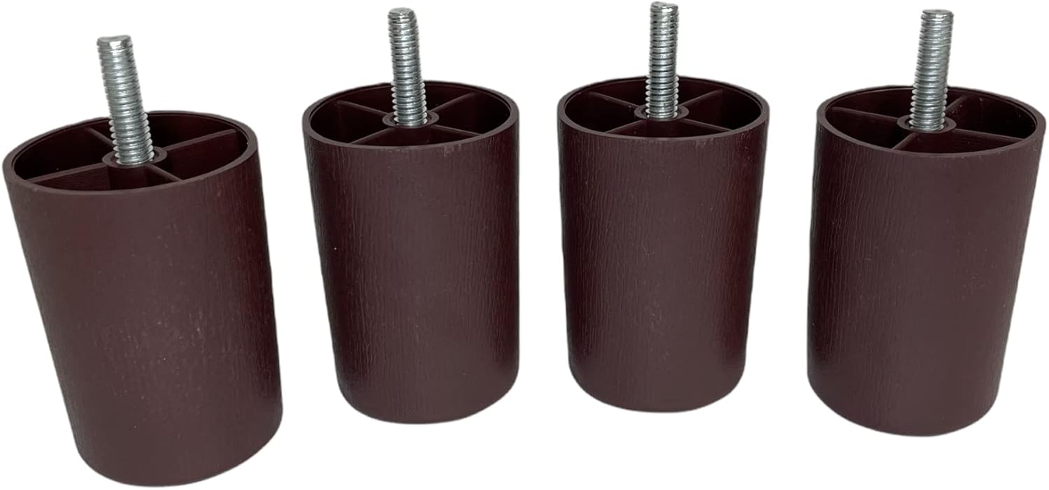 Juego de 4 patas redondas de plástico cónico marrón de 2.5 pulgadas (2.5)