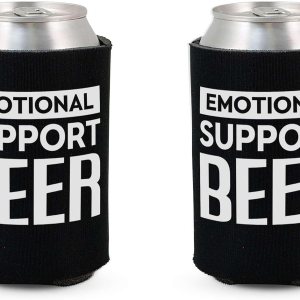 Soporte emocional divertido para latas de cerveza con aislamiento térmico para bebidas con soda, cerveza Hugger Coolies (negro, 2 unidades) Soporte emocional divertido para latas de cerveza con aislamiento térmico para bebidas con soda, cerveza Hugger Coolies (negro, 2 unidades)