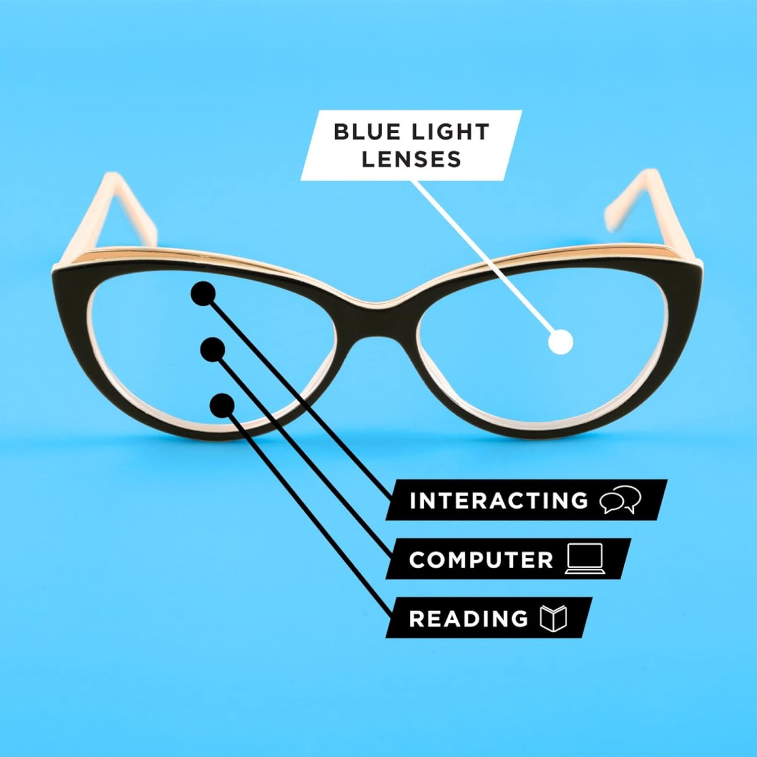 Sofia Vergara x Foster Grant Gafas de lectura Sofia Blue Light Multi Focus Cat-Eye para mujer