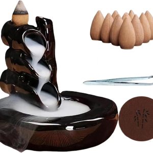 HSNQI Quemador de incienso de reflujo, quemador de incienso en cascada con 20 conos de incienso de reflujo de sándalo viejo, fuente de incienso para HSNQI Quemador de incienso de reflujo, quemador de incienso en cascada con 20 conos de incienso de reflujo de sándalo viejo, fuente de incienso para