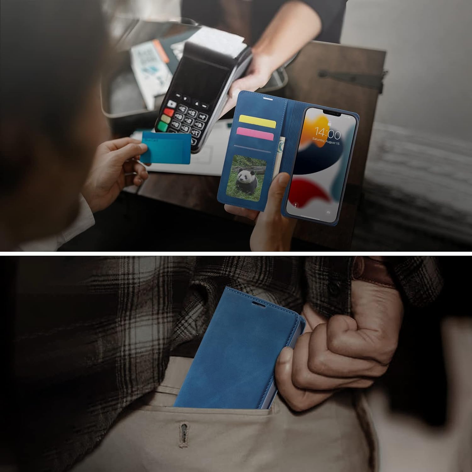 EYZUTAK Funda de cuero PU premium con tapa para Samsung Galaxy A54 5G, cierre magnético, funda protectora con función atril, ranura para tarjeta en