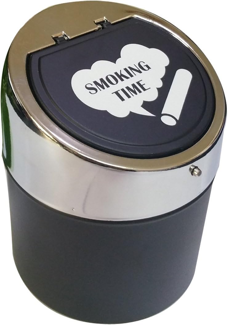 Ceniceros de acero de metal sin humo para cigarrillos con tapa de empuje de acero inoxidable cubierta, cubo portátil a prueba de viento para mesa