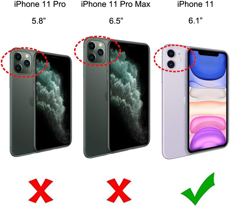 uCOLOR Funda tipo cartera para iPhone 11 con tarjetero, piel sintética, con función atril, ranuras para tarjetas, doble cierre magnético, bloqueo