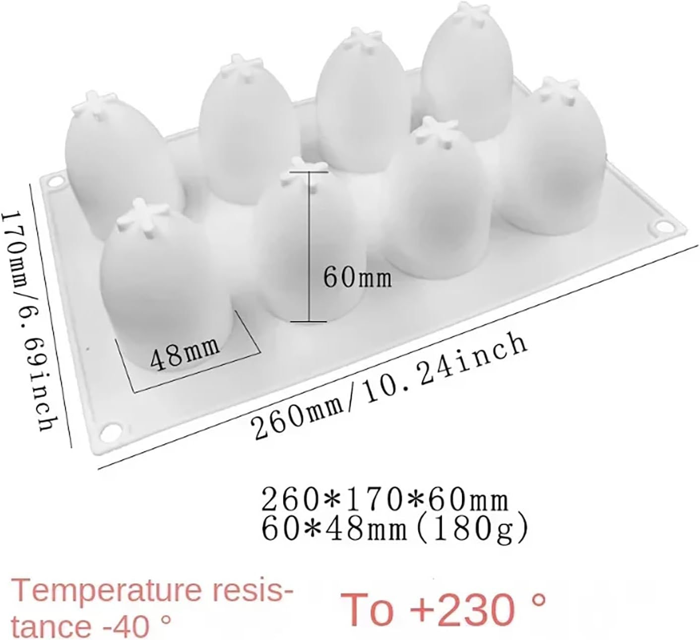 Moldes de silicona para huevos de Pascua 3D con 8 cavidades para velas, mousse, pastel, chocolate, dulces, pastelería, jabón, muffins, postre,