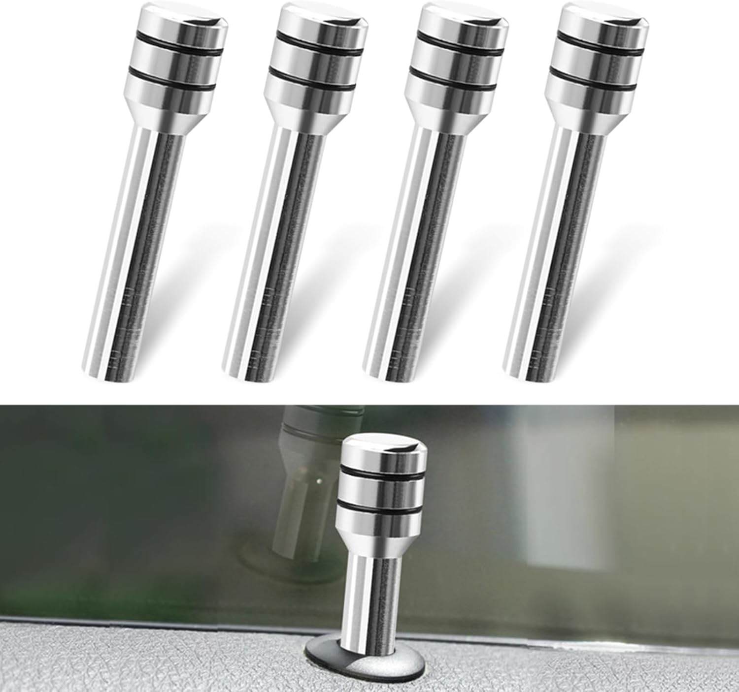 4 pomos de bloqueo de puerta de automóvil de 1.92 x 0.47 pulgadas, pasadores de aleación de aluminio para cerraduras de puerta interior, decoración