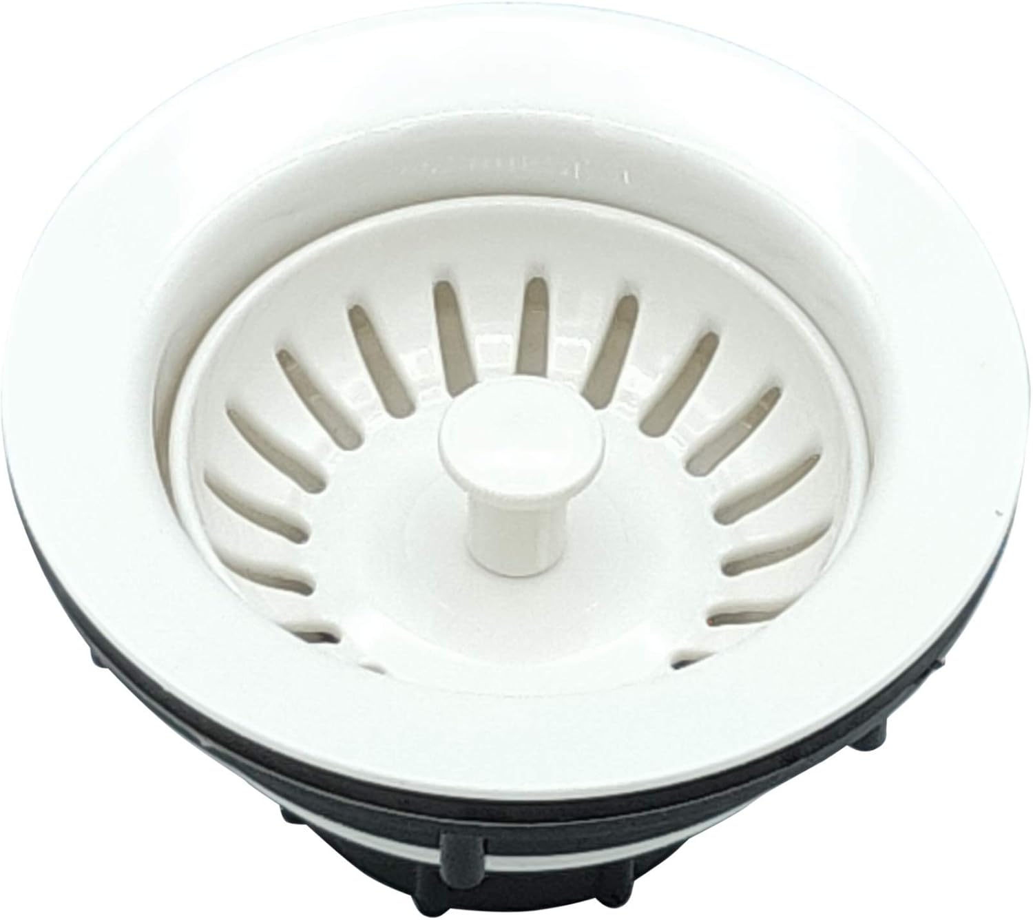 Colador de cesta de 4 pulgadas de plástico ABS para fregadero de cocina con montaje de colador extraíble y tapón de goma, ajuste universal, 3-12,