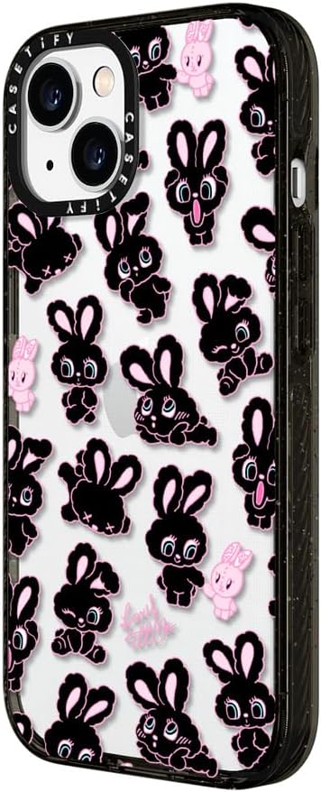 CASETiFY Impact – Funda para iPhone 15 4 veces probada contra caídas de grado militar, protección contra caídas de 8.2 pies, conejitos negros, negro