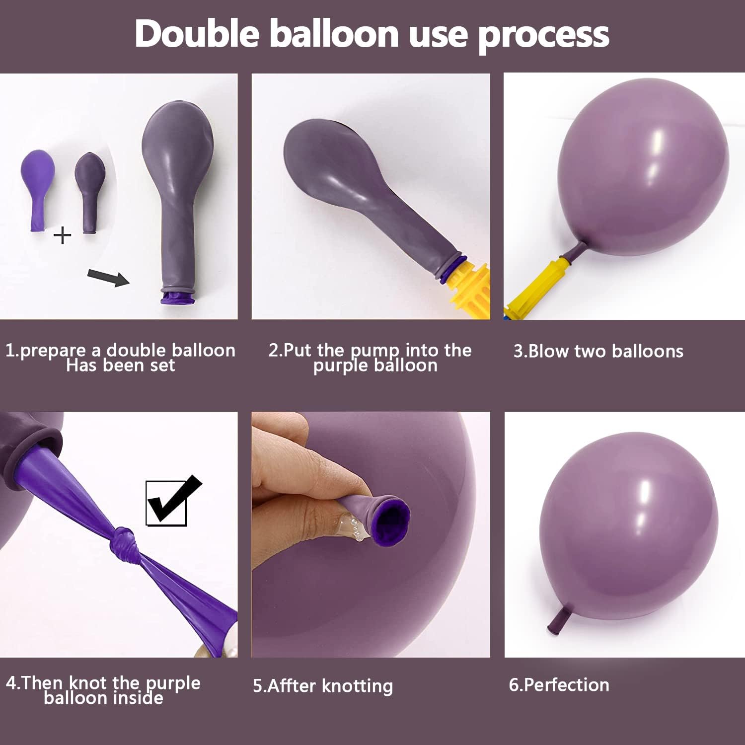 Guirnalda de globos morados, lavanda, globos de doble relleno, color lila pastel, kit de arco de globos de látex metálico morado oscuro, juego de