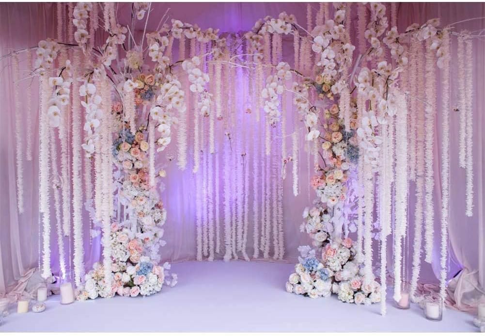 Yeele Fondo fotográfico de ceremonia de boda de 6 x 4 pies, fondo de fotografía con flores blancas moradas, aniversario, despedida de soltera, boda,
