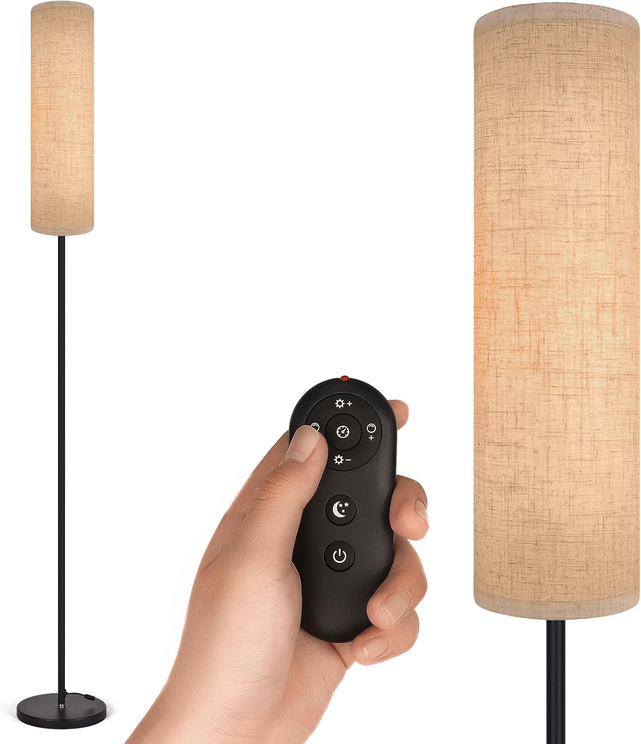 Lámpara de pie para dormitorio, sala de estar, oficina, con control remoto, moderna sala de estar, LED, temperatura de 4 colores y atenuador