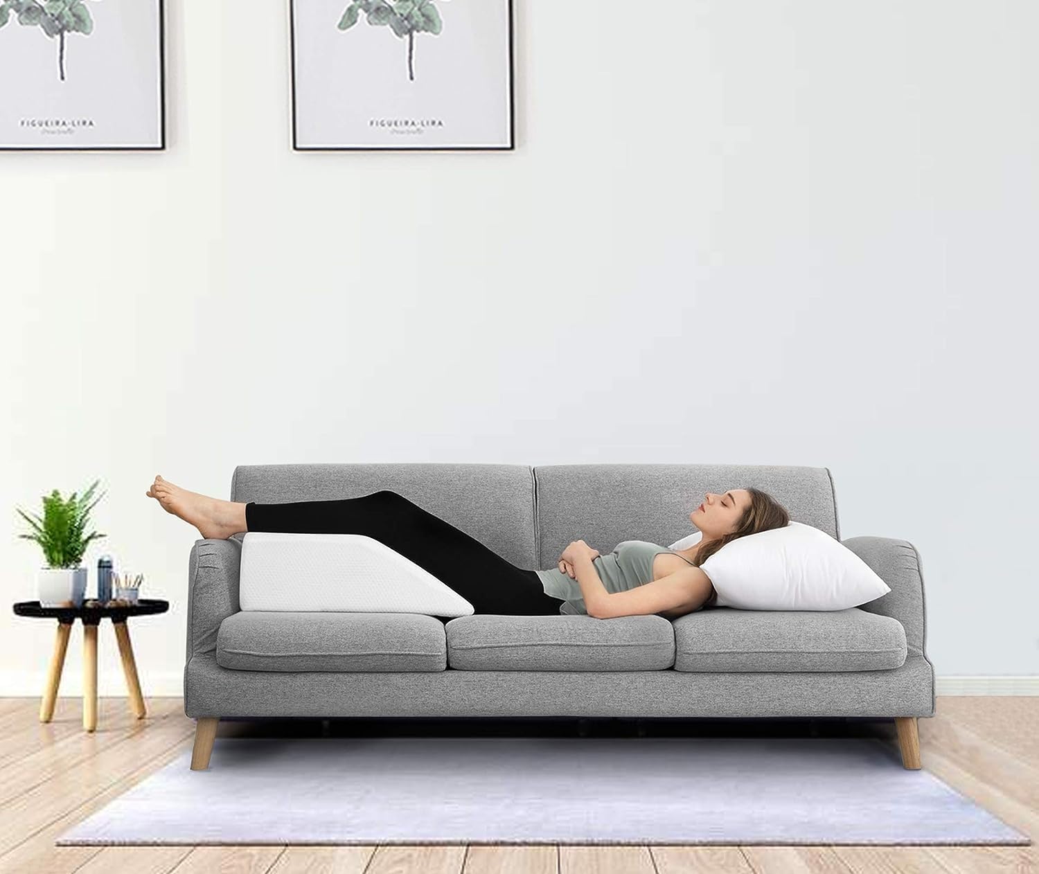 joybest Almohada de elevación de piernas con parte superior de espuma viscoelástica de gel refrescante, almohadas de piernas de 8 pulgadas para