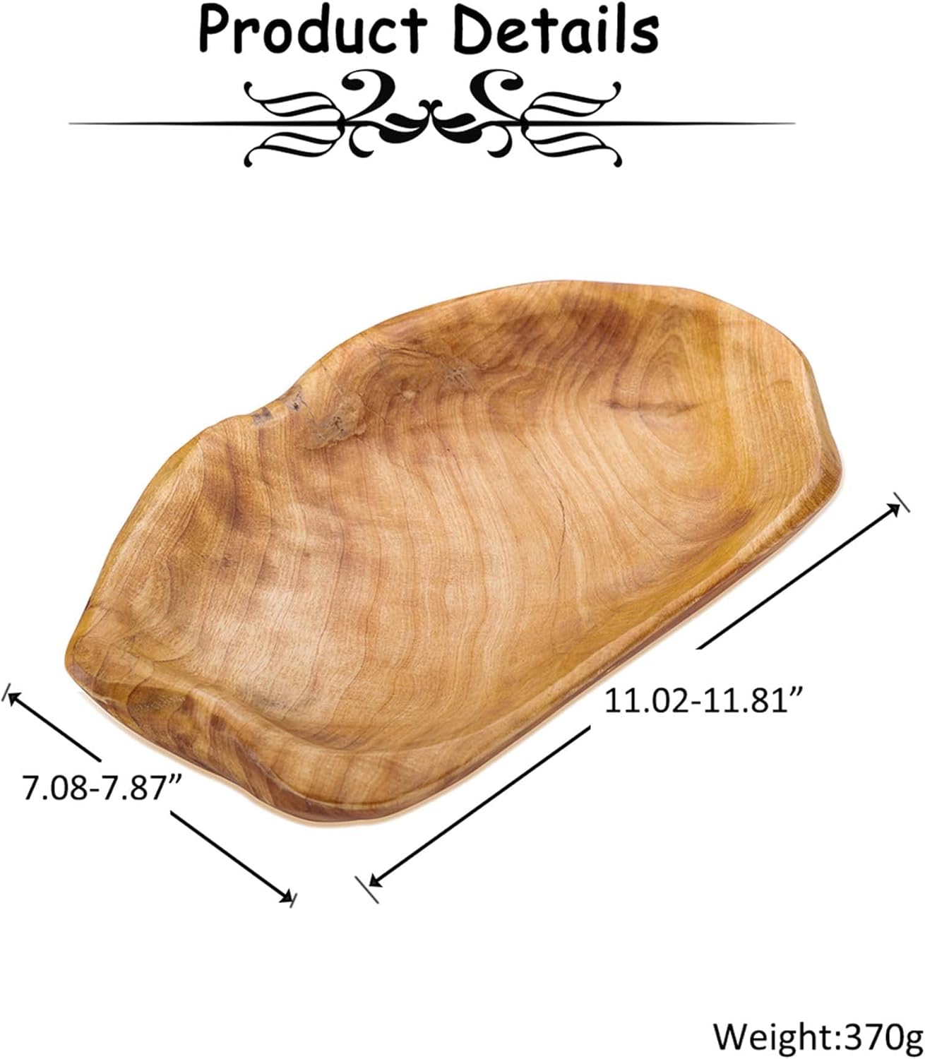 Jovivi Cuenco de madera de abeto natural, plato de madera hecho a mano, platos de madera para sándwich, pan, ensalada de frutas, aperitivos, masa,