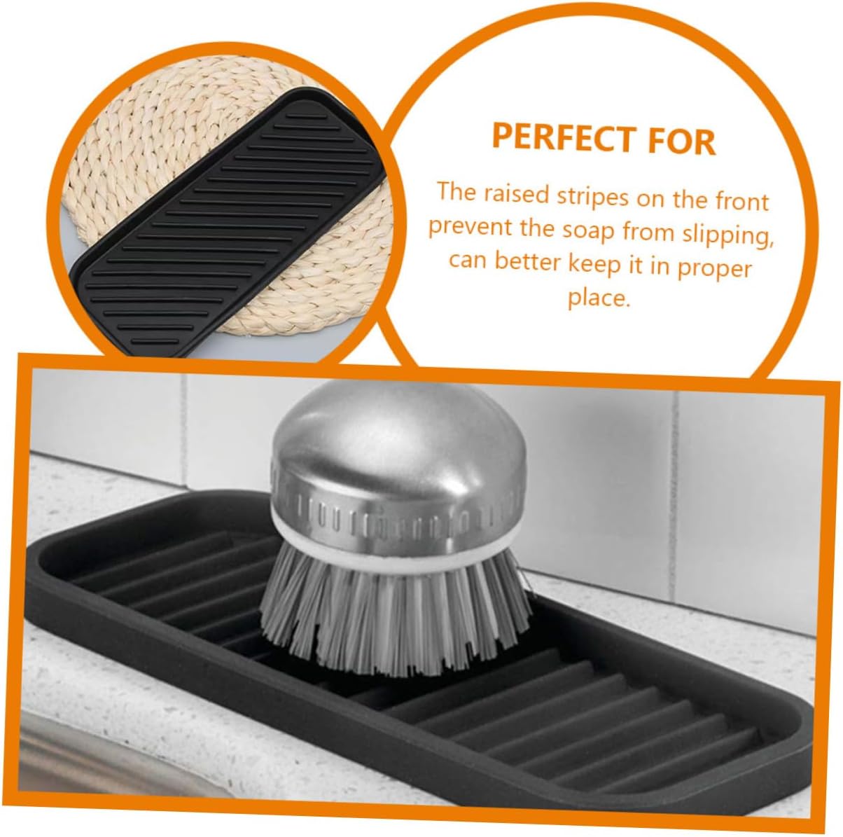 HOMSFOU Estera de silicona 2 uds. Cubiertos de silicona para mostrador de silicona Alfombrilla de secado de platos Bandeja de artículos de tocador