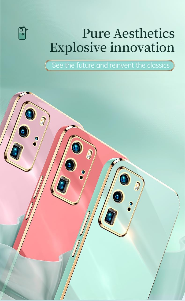 Paquete de 2 fundas de teléfono para Huawei P40 Pro, funda galvanizada de silicona TPU para Huawei P40 Pro para hombres y mujeres, a prueba de