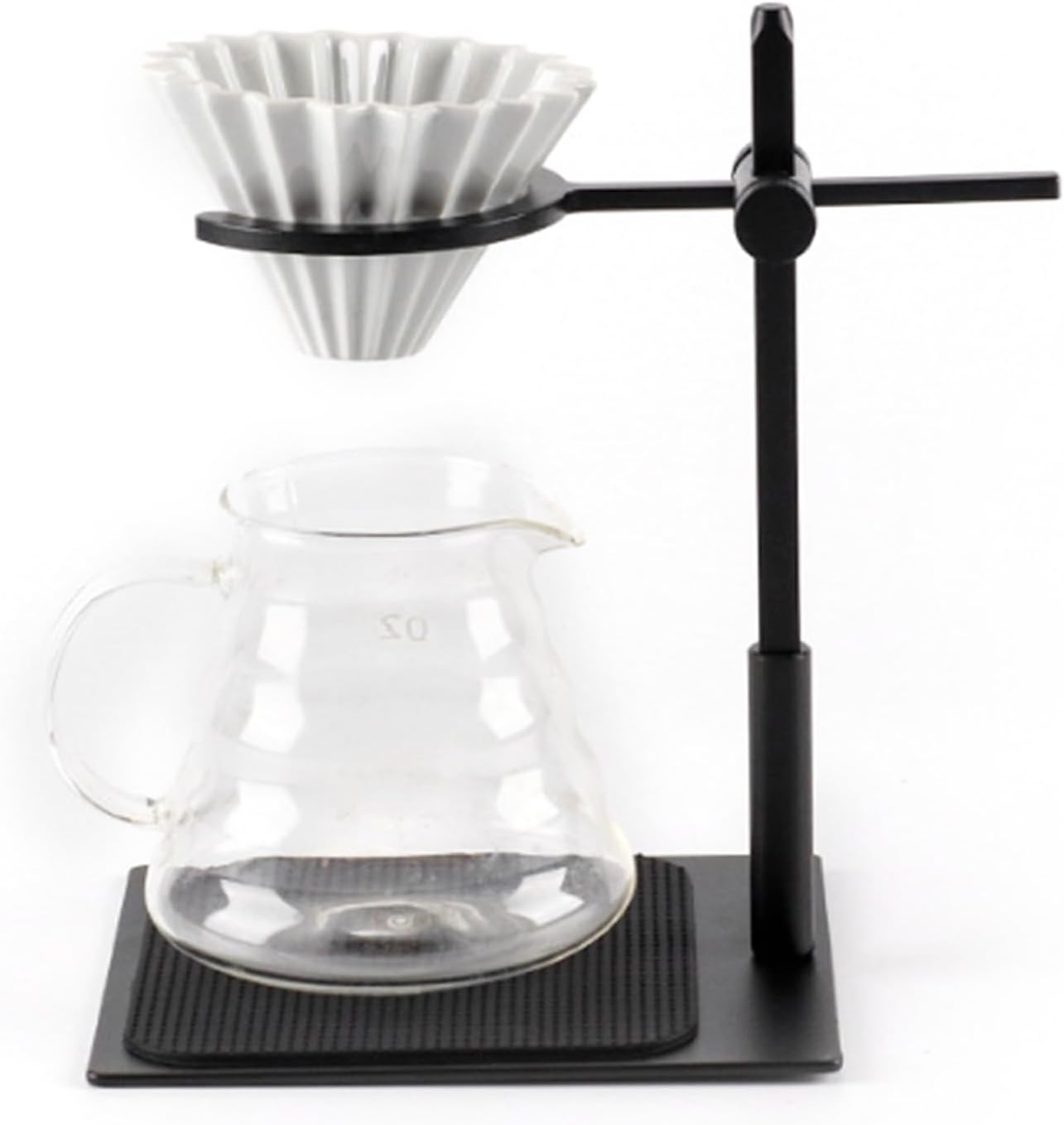 Atyhao Soporte para gotero de estación de café, con soporte ajustable de aleación de aluminio, cafetera de goteo con filtro de acero inoxidable
