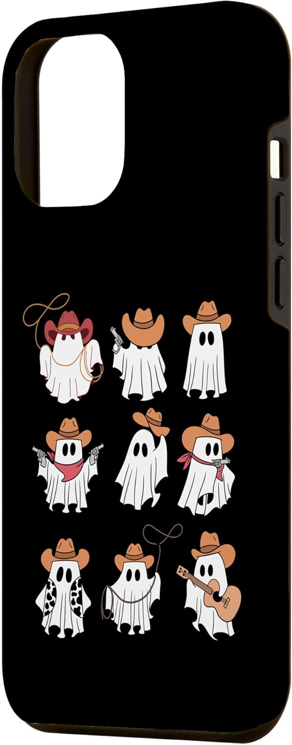 Funda espeluznante divertida para iPhone 12 Pro Max Boo Haw Western Cowboy Ghost Cowgirl